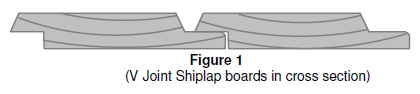 V Joint Shiplap boards in cross section